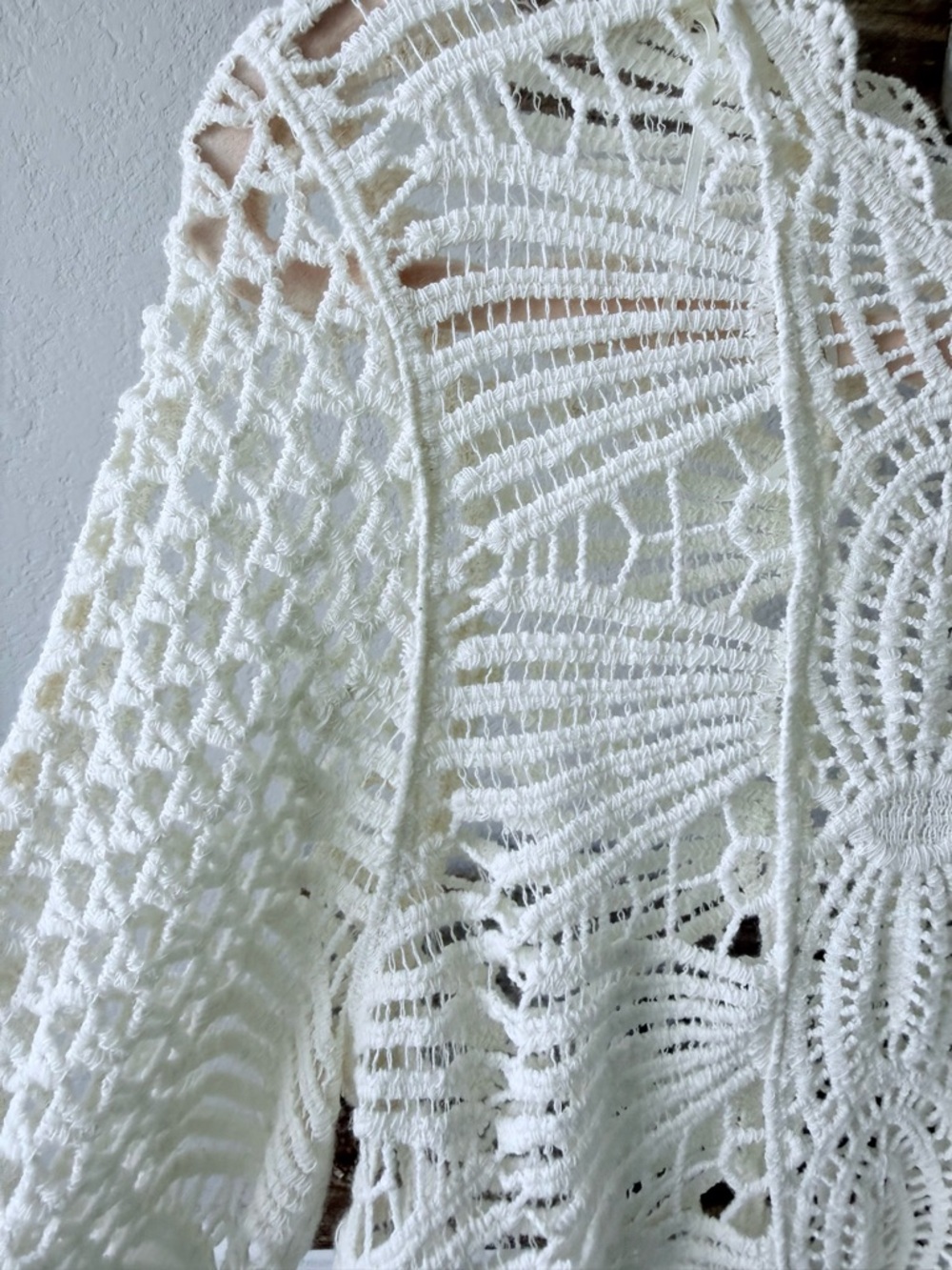 Rebellion Cream Crochet Openwork Top with Lace Detail - Picture 3 of 6